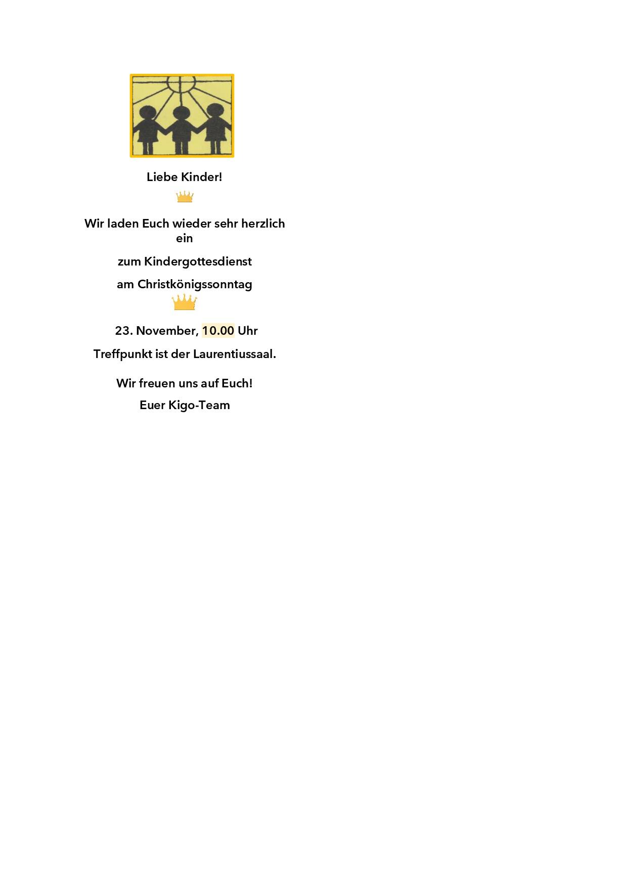 Kindergottesdienst November 2025