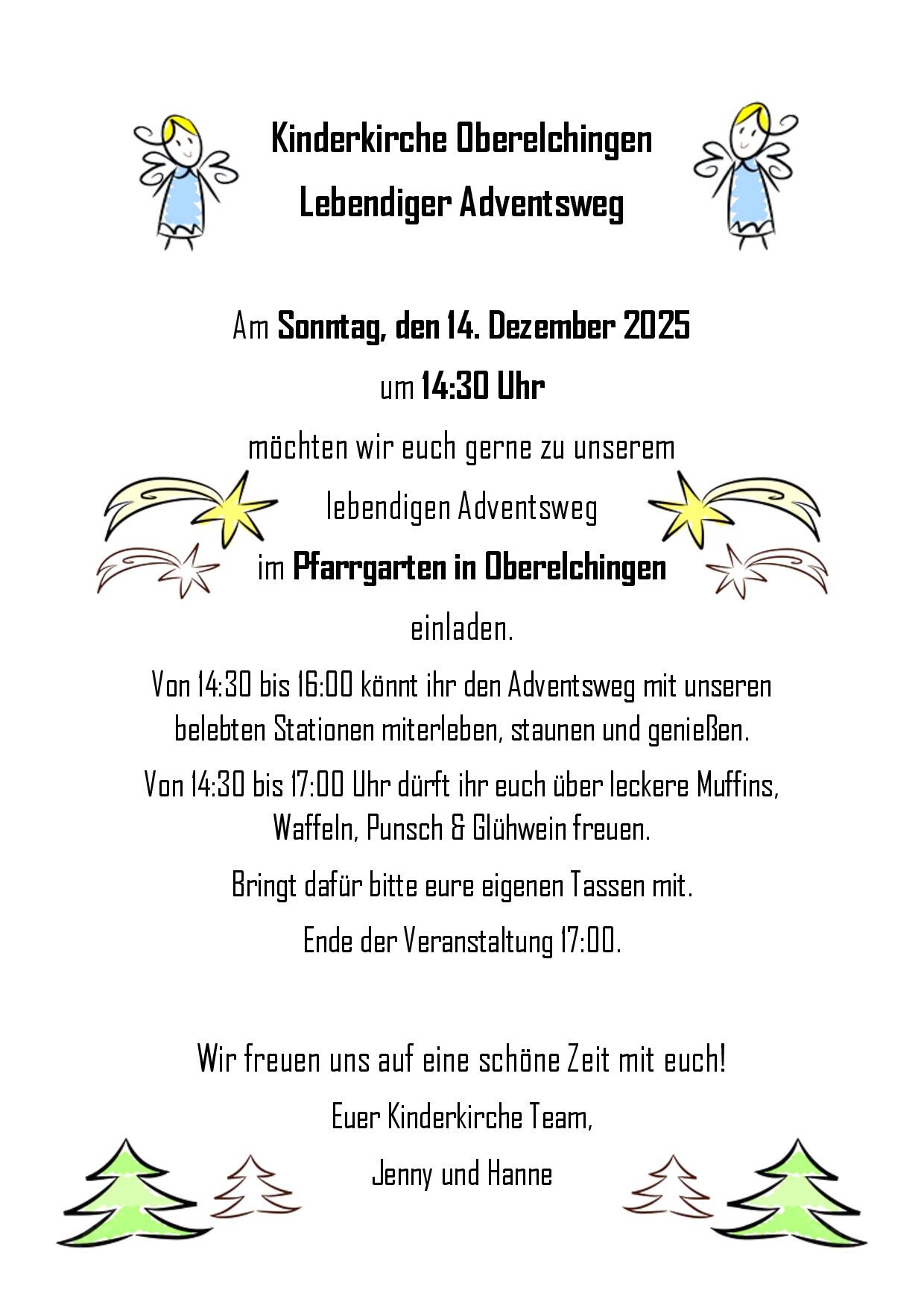Plakat lebendiger Advent in Oberelchingen