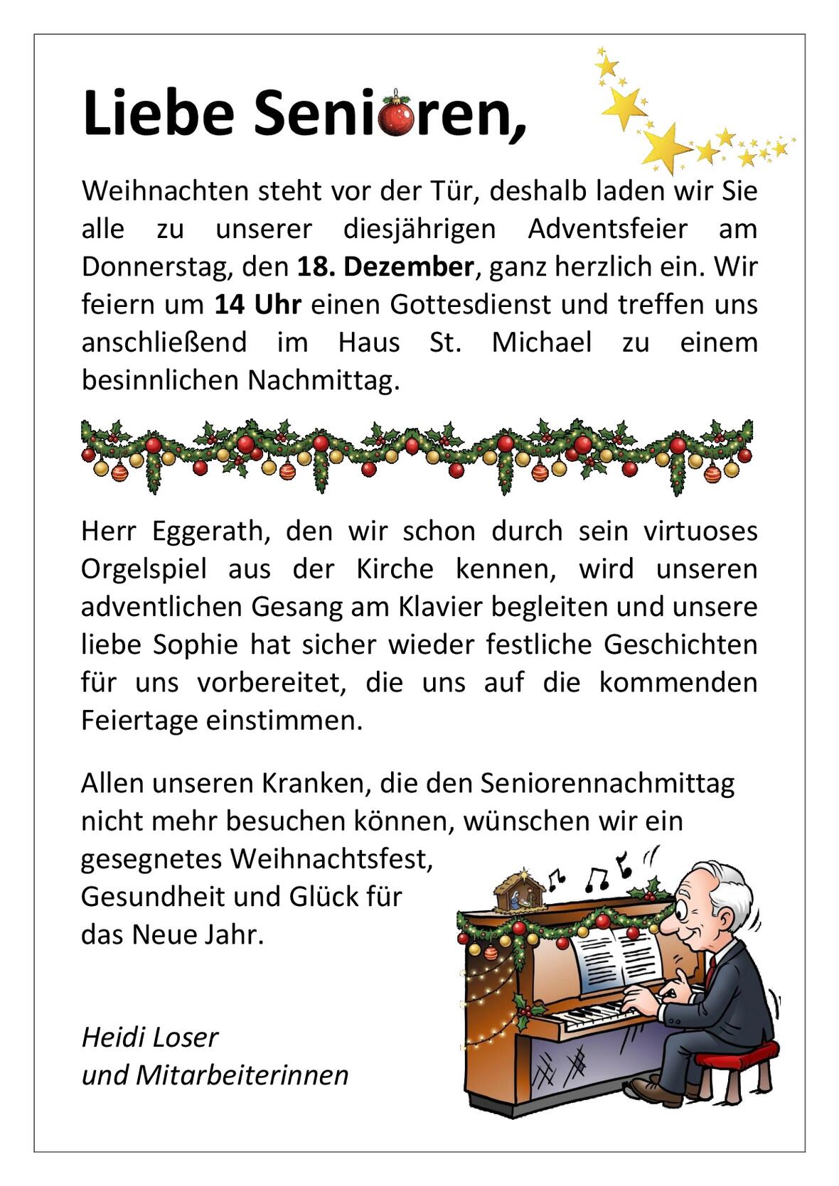 Plakat Seniorennachmittag St. Michael Unterelchingen Dez 2025