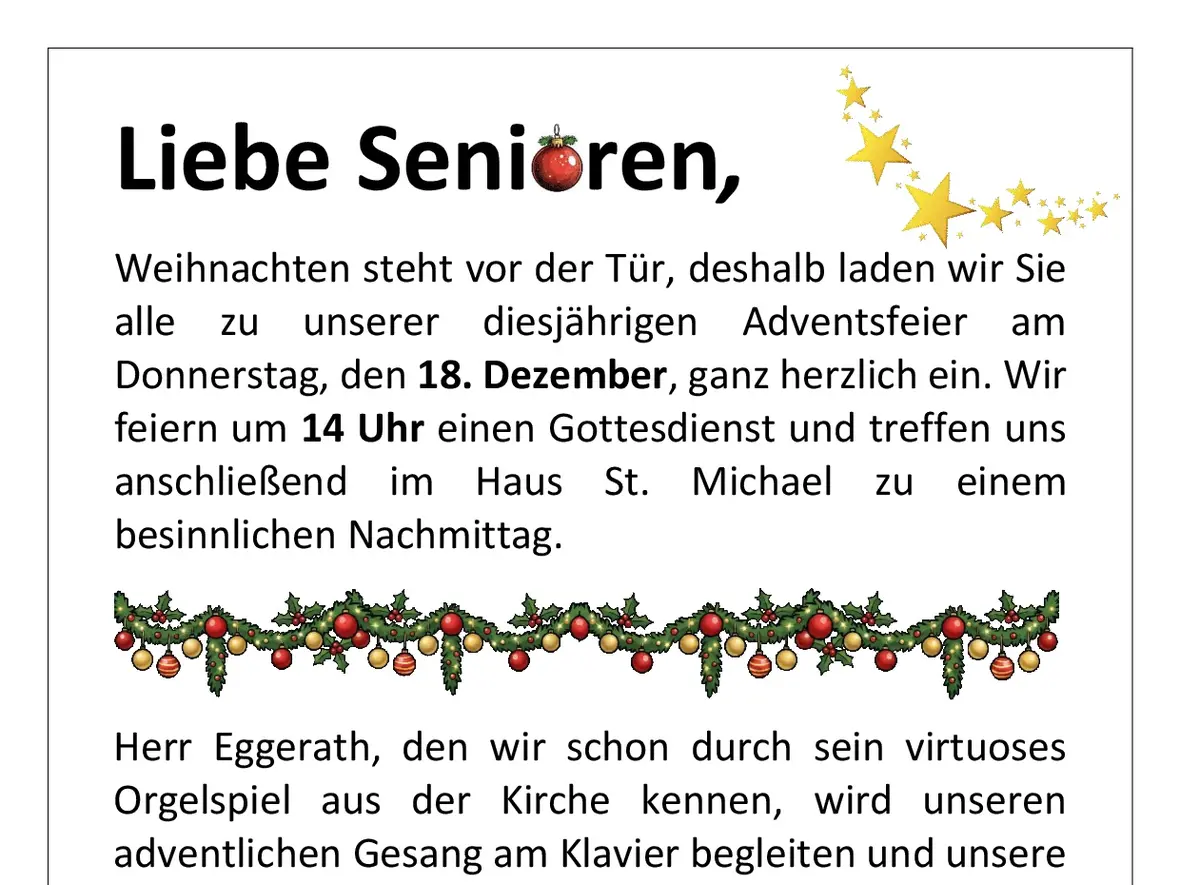 Plakat Seniorennachmittag St. Michael Unterelchingen Dez 2025