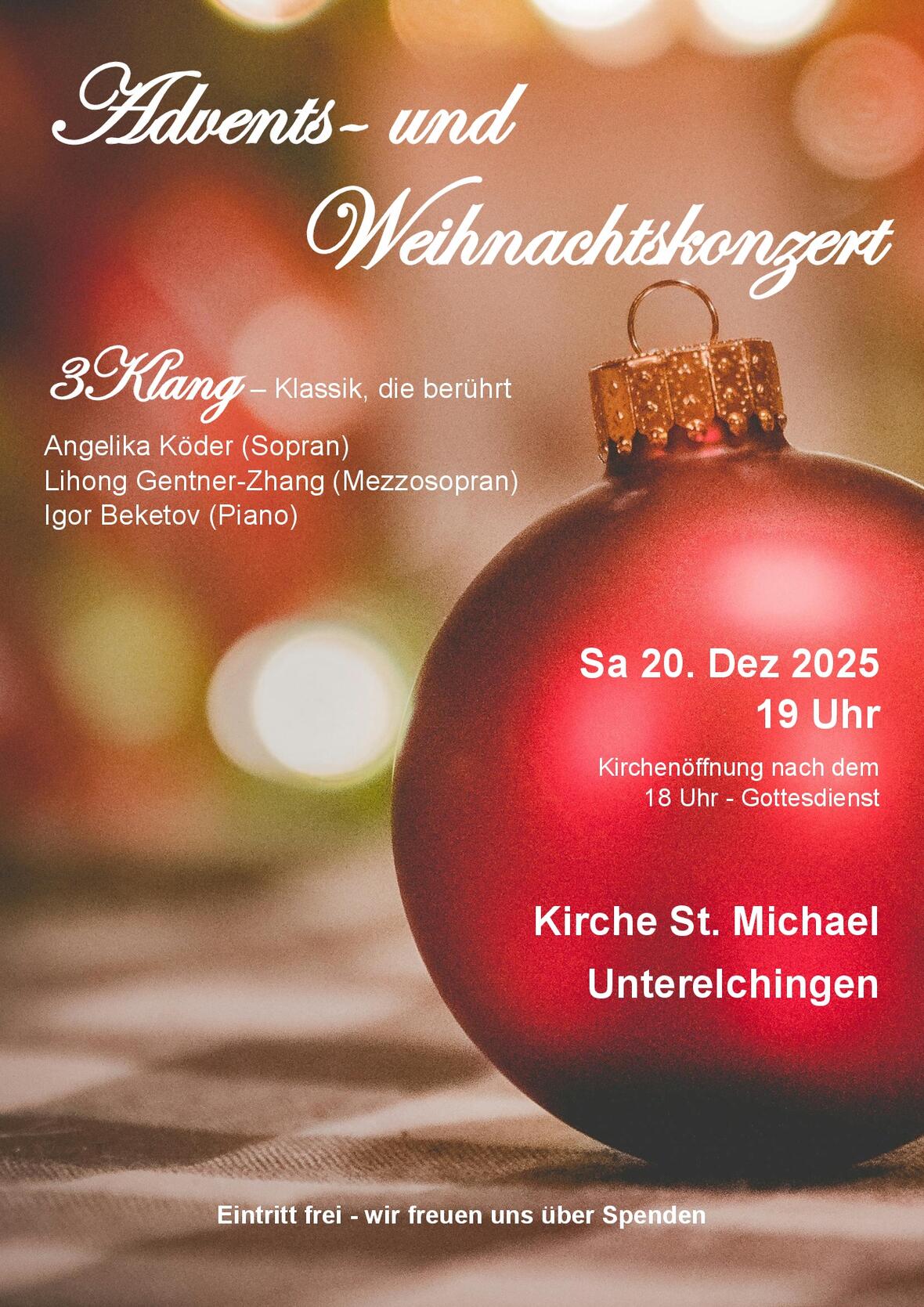 Plakat Weihnachtskonzert Unterelchingen Dez 2025