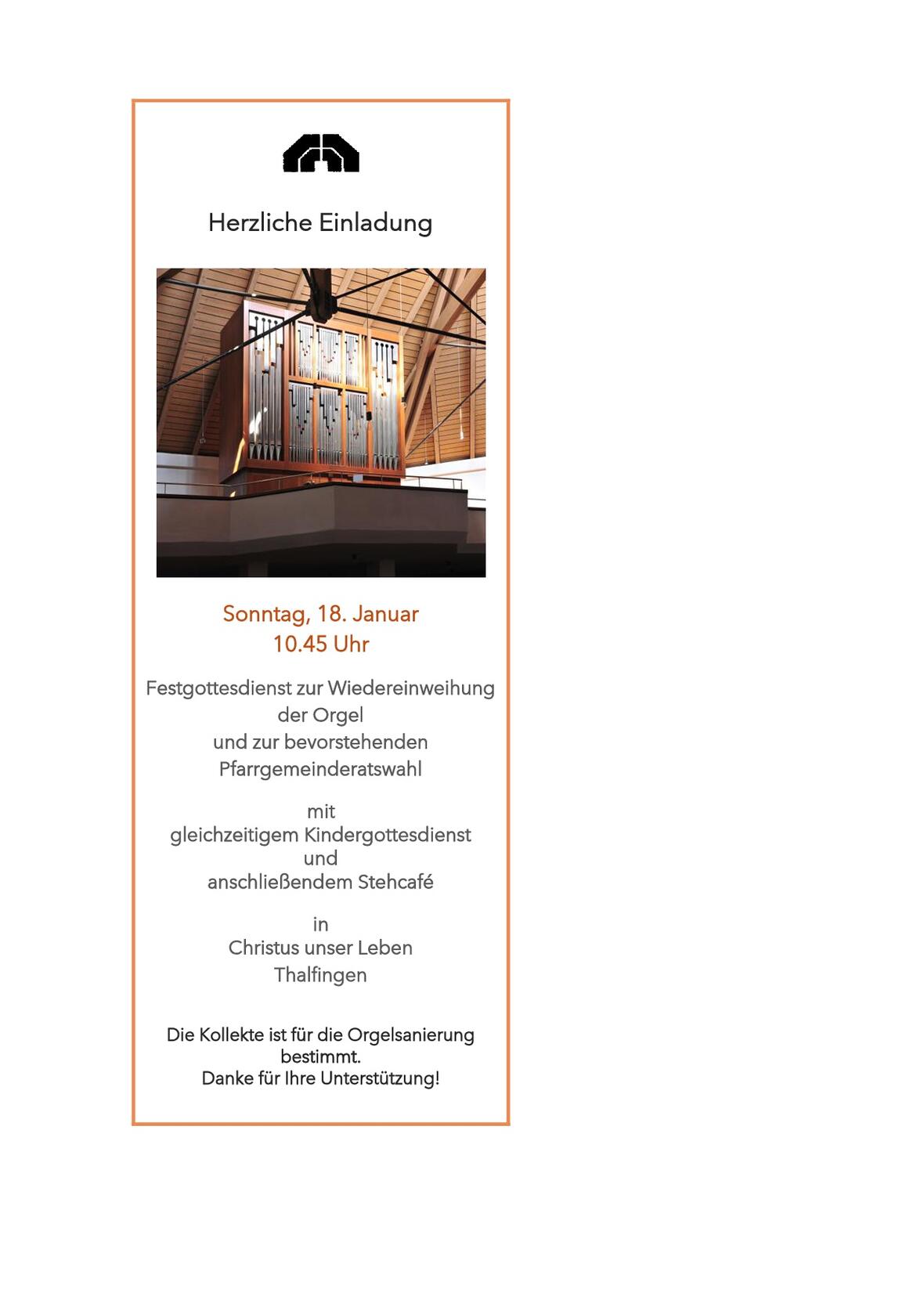 Plakat Festgottesdienst Orgeleinweihung 2026