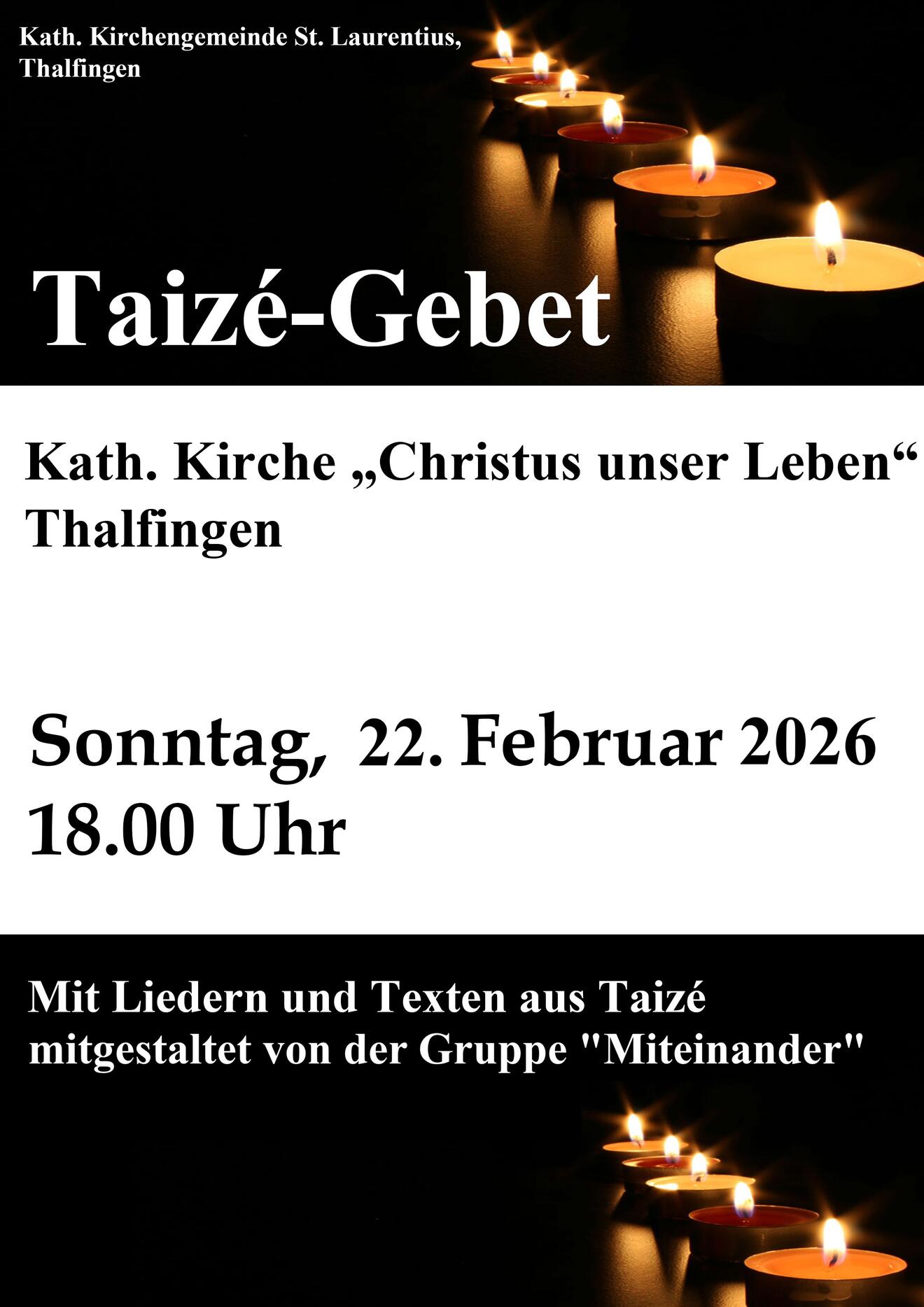 Plakat Taize Gebet Thalfingen