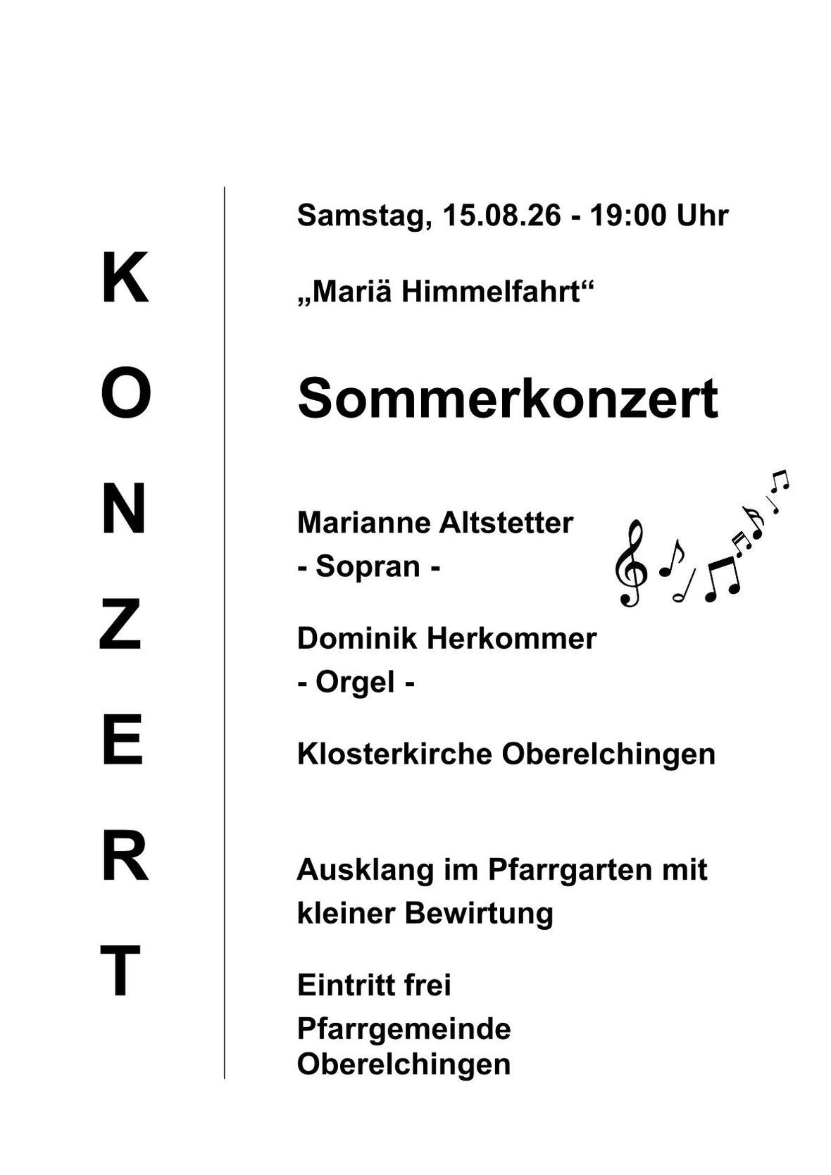 Plakat Sommerkonzert Oberelchingen 2026