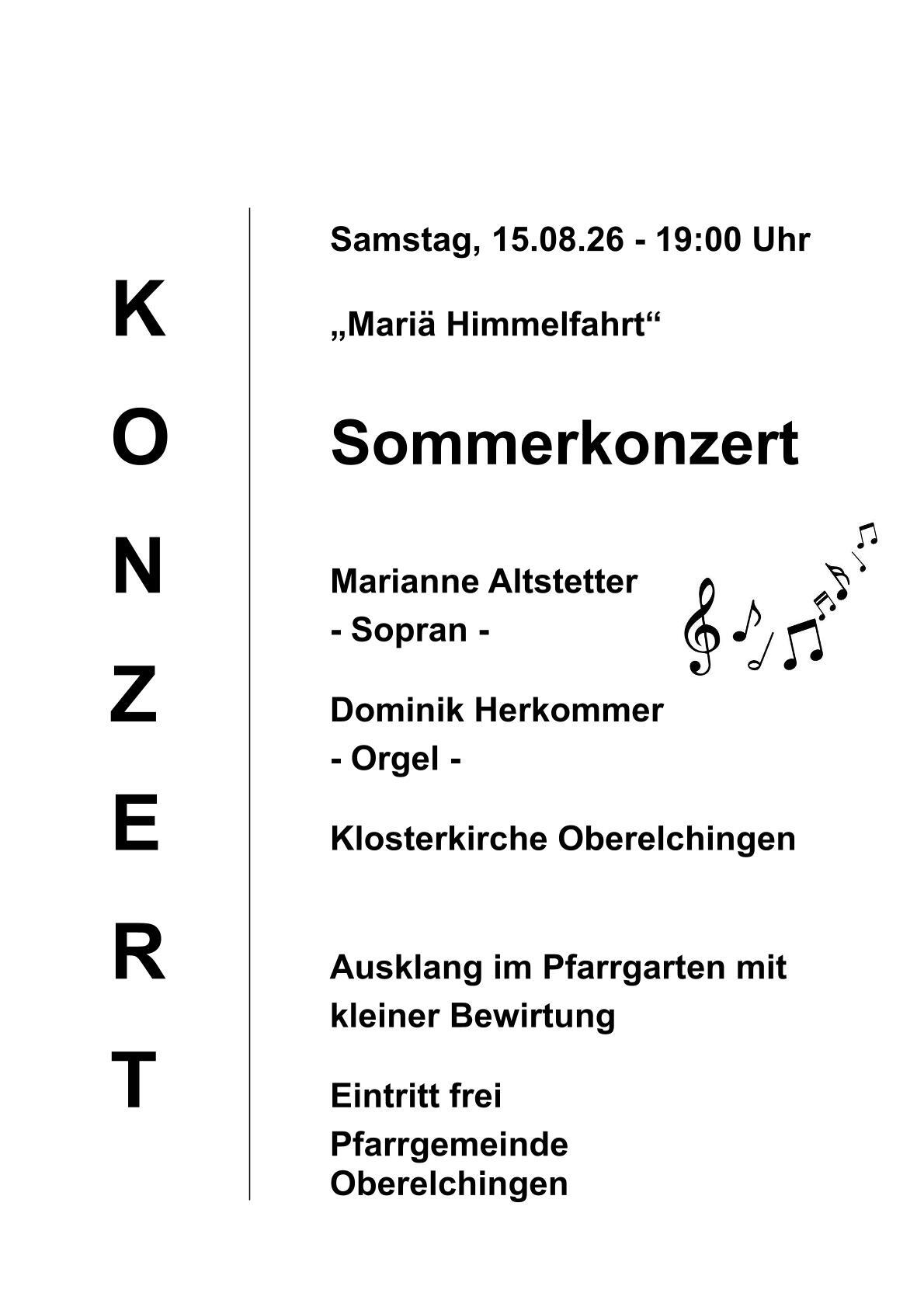 Plakat Sommerkonzert Oberelchingen 2026