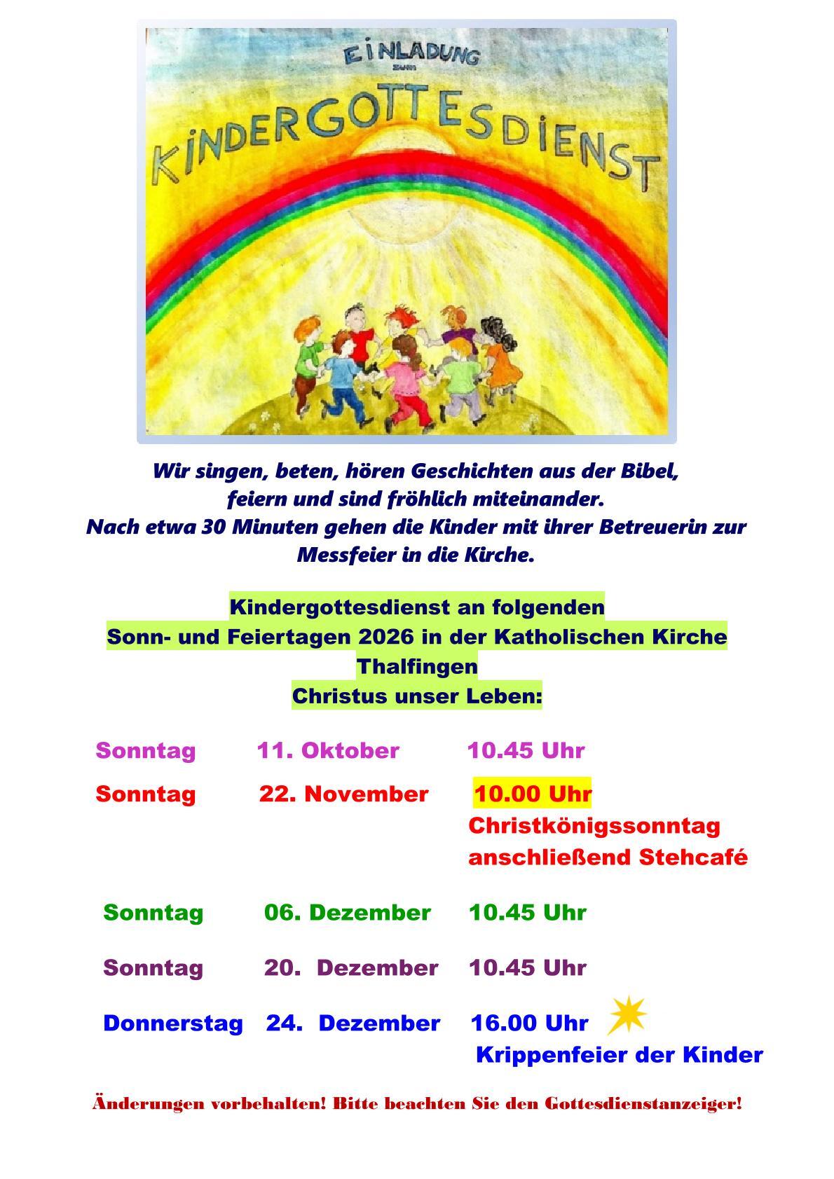 Plakat Kindergottesdienste Herbst 2026 TH